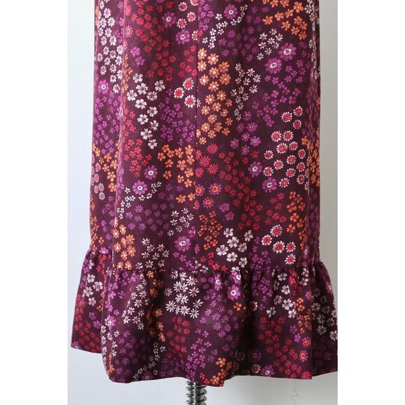 Vintage 1970s Size S Flower Power Print Maxi Dress Mod Hippie Hostess - Picture 4 of 10